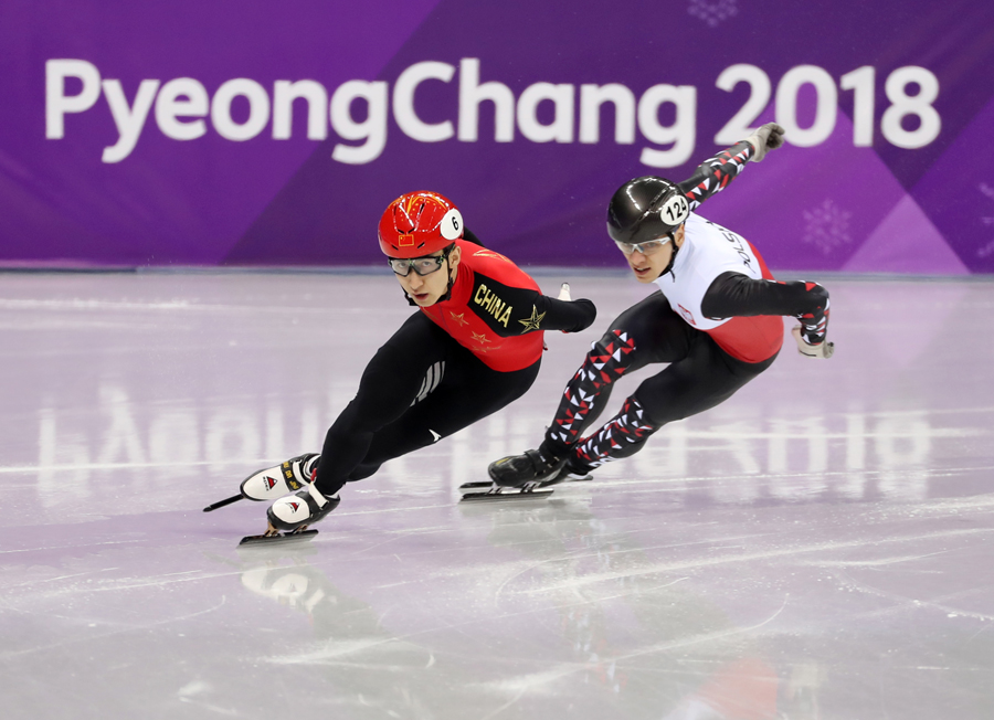 平昌冬奧會(huì)短道速滑男子500米預(yù)賽舉行 中國選手獲得小組第一晉級(jí)1/4決賽