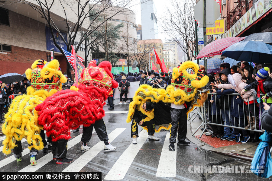 紐約唐人街迎接農(nóng)歷新年 中國(guó)傳統(tǒng)元素濃郁