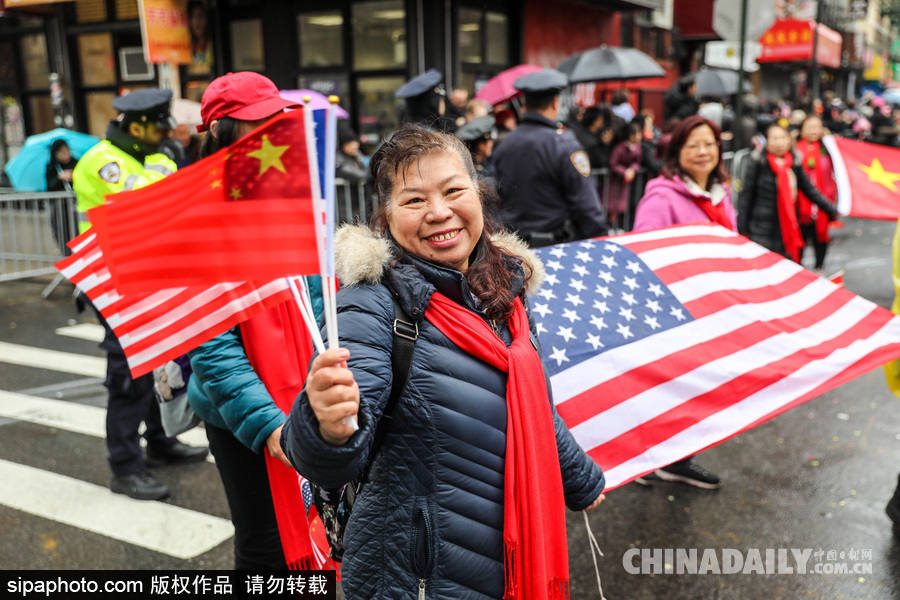 紐約唐人街迎接農(nóng)歷新年 中國傳統(tǒng)元素濃郁